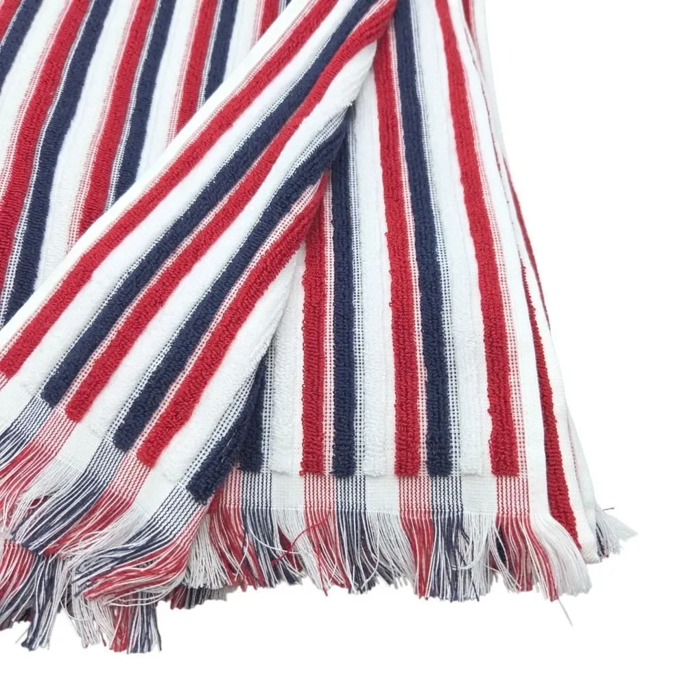 Rachel Zoe Americana Striped Oversized Beach Towel With Fringe 40x70 Pool Resort